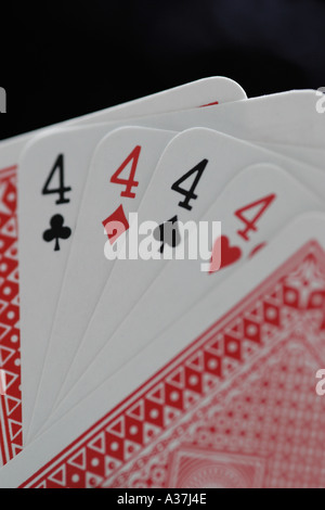 Spielkarten Aces Deuces Kings Queens Joker Tens Neunen achten Sevens sechs fünf Vieren drei zwei einen geraden F Stockfoto