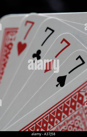 Spielkarten Aces Deuces Kings Queens Joker Tens Neunen achten Sevens sechs fünf Vieren drei zwei einen geraden F Stockfoto