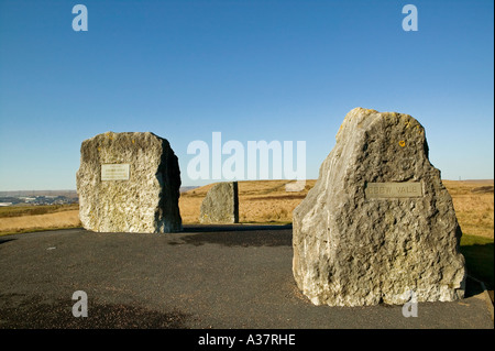 Die Aneurin Bevan Gedenksteine an Bryn Serth in der Nähe von Ebbw Vale Wales UK Stockfoto