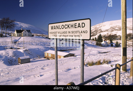 Winterschnee in den Lowther Hills bei Wanlockhead, einst berühmt für Bergbau führen und ist das höchstgelegene Dorf in Schottland, Vereinigtes Königreich Stockfoto