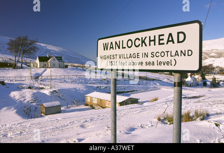 Winterschnee in den Lowther Hills bei Wanlockhead, einst berühmt für Bergbau führen und ist das höchstgelegene Dorf in Schottland, Vereinigtes Königreich Stockfoto