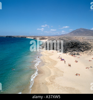 Playa de Papagayo, in der Nähe von Playa Blanca, Lanzarote, Kanarische Inseln, Spanien Stockfoto