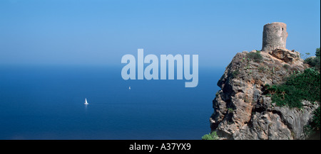 Mirador Torre del Küster in der Nähe von Banyalbufar, Westküste, Mallorca, Spanien Stockfoto