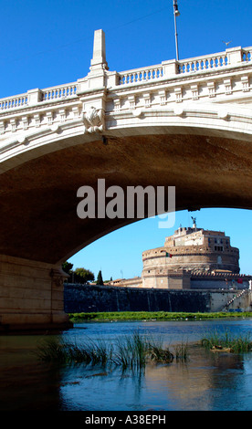 Engelsburg in Rom, Schloss Sant Angelo Brücke Vittorio Emanuele Stockfoto