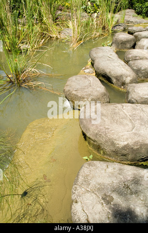 Trittsteine in einem Teich im Garten See in Kuala Lumpur Stockfoto