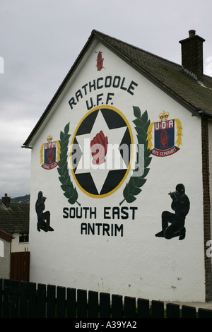 UFF Loyalist Wandbild Rathcoole Herzinfarkt County Antrim-Nordirland Stockfoto