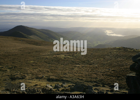 Ill Bell und Windermere aus Thornthwaite Crag, High Street Reihe, Lake District, Cumbria Stockfoto