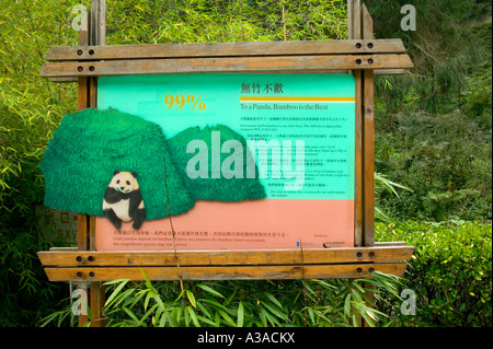 Informative Darstellung der Menge der Bambus verzehrt von Giant Panda Sign. Stockfoto