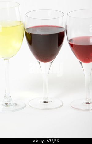 Drei Stielgläser Wein Stockfoto