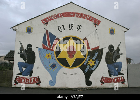 Loyalist UFF terroristischen Wandbild Shankill Road Belfast Nordirland Stockfoto