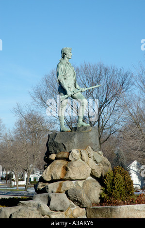 Denkmal von Captain John Parker an Lexington Battle Green Stelle der Beginn der amerikanischen Revolution Stockfoto