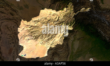 Satellitenbild von Afghanistan hervorgehoben Stockfoto