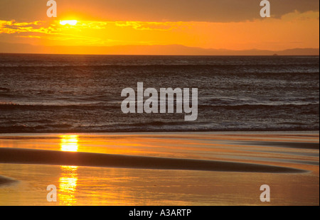 Sonnenuntergang Sandfly Bay Otago Halbinsel in der Nähe von Dunedin Otago Südinsel Neuseeland Stockfoto