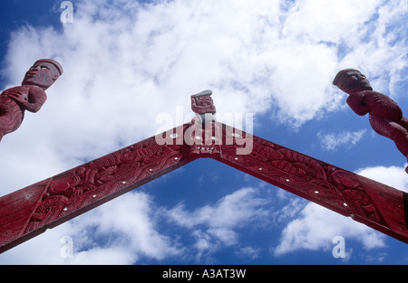 Maori Carving Whakarewarewa Thermal Village Rotorua Nordinsel Neuseeland Stockfoto