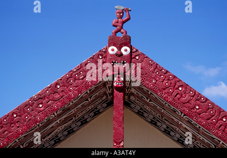 Maori Carving Meeting House Whakarewarewa Thermal Village Rotorua Nordinsel Neuseeland Stockfoto