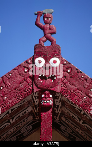 Maori Carving Meeting House Whakarewarewa Thermal Village Rotorua Nordinsel Neuseeland Stockfoto