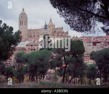 Die Kathedrale und die Stadt in Segovia, Kastilien, Spanien Stockfoto