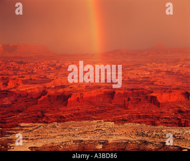 Regenbogen über der Utah Canyonlands Canyonlands National Park Stockfoto