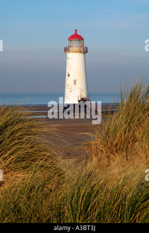 Talacre Punkt von Ayr Mostyn Bank beacon Kanal Leuchtturm Fluss Dee Mündung Flint Flintshire North Wales Walisisch UK Stockfoto
