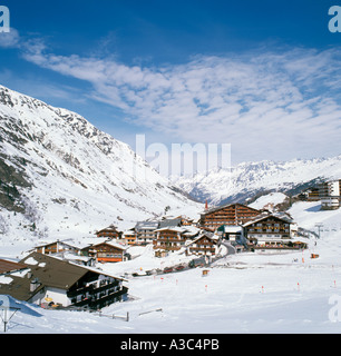 Blick von der Piste, Obergurgl (die höchste Gemeinde in Österreich), Ötztal, Tirol West Stockfoto