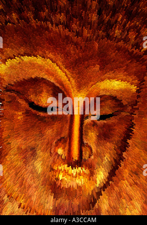 Budda Buddha golden Gesicht Nahaufnahme Detail Religion Götter Gottheit Priester Propheten Gesicht Symbol gesegneten Heiligen Kirche Tempel-Bild Stockfoto