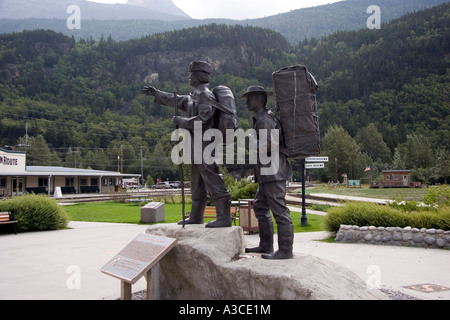 Statue, die frühen Entdecker und Wanderer in Skagway, Alaska Stockfoto