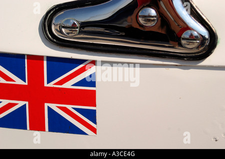 Britische Flagon ein britisches Auto auf Chrome und Oldtimer in der Nähe von Sebring; Florida; USA Stockfoto