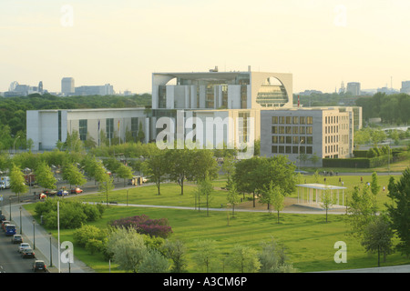 Blick über die Spreebogenpark auf das Bundeskanzleramt und der Schweizer Botschaft, Deutschland, Berlin Stockfoto