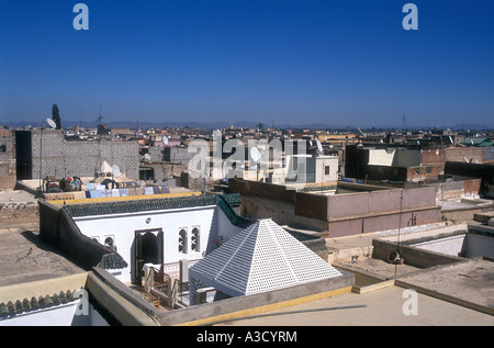 Panoramablick über die Dächer von Marrakesch Marokko von Riad el Arsat Stockfoto