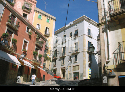Farbenfrohe Gebäude von Tarragona Catalonia Katalonien Katalonien Costa Dorada España Spanien spanische Iberia iberischen Halbinsel Europa Stockfoto