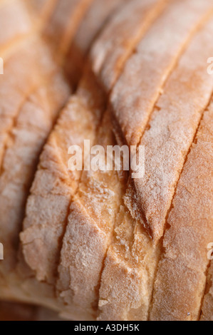 Nahaufnahme von Laib geschnittenes Weißbrot Stockfoto