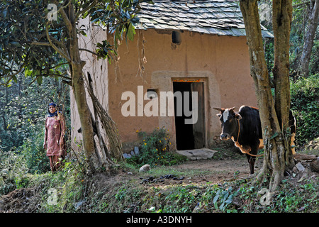 Indo-German-Changar-Eco-Development-Project, Gardiara in ihrem Haus in der Nähe von Dhandol, Palampur, Himachal Pradesh, Indien Stockfoto