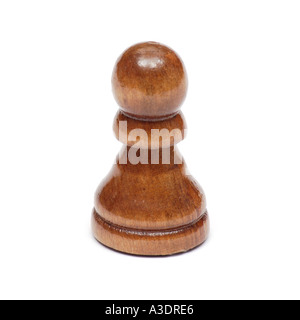 Hölzerne Schach Stück Pfandgegenstand auf weißem Hintergrund Stockfoto