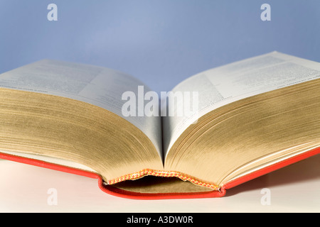 Goldgerahmte Buch mit rotem Deckel Stockfoto