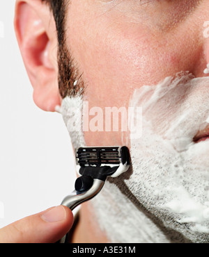 Rasieren, hautnah. Stockfoto