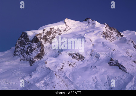 Monte Rosa Gebirge mit Dufour Peak, dem höchsten Berg der Schweiz, Zermatt, Wallis, Schweiz Stockfoto