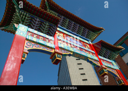 Die Chinesen Tor Eingang zu Chinatown in Newcastle UK Stockfoto