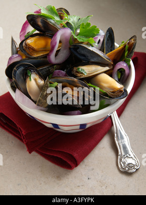 Eine Schüssel mit schottischen Muscheln redaktionelle Essen Stockfoto