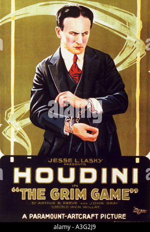 GRIMMIGE Spiel Plakat für den 1919 silent Film mit Harry Houdini Stockfoto