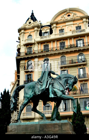 Barcelona Spanien spanischer Mann auf Pferd Rambla Stockfoto