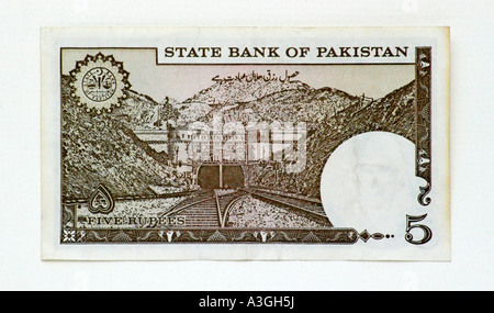 Pakistan-5-Rupie-Anmerkung Stockfoto