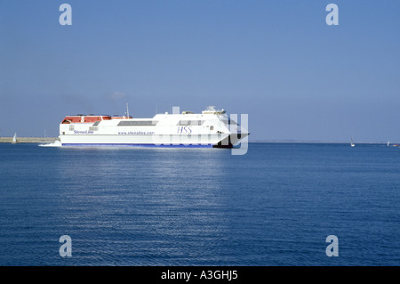 Die Stena HSS ferry in Dun Laoghaire, Dublin County, Irland Stockfoto