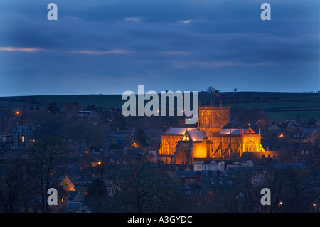 Sherborne Abbey nachts Dorset England UK Stockfoto