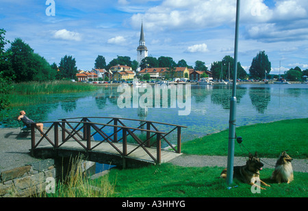 die Kleinstadt Mariefred am Mälarsee im Süden von Schweden Stockfoto