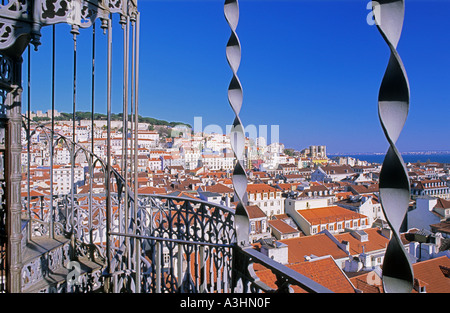 Blick auf Lissabon von der Hebebühne Aufzug Santa Justa Lissabon Portugal Europa Stockfoto