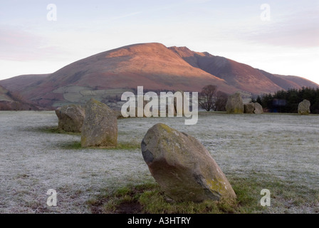 Castlerigg Stone Circle an einem frostigen Morgen Stockfoto