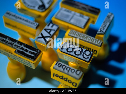 verschiedenen Wort und Symbol-Stempel Stockfoto