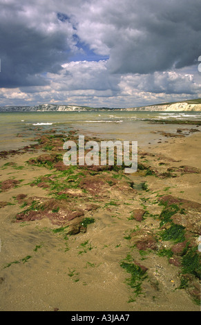 Compton und Freshwater Bay gesehen von Brook Bay Isle Of Wight England UK Stockfoto