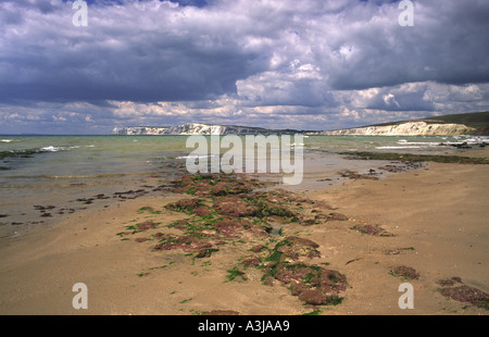 Compton und Freshwater Bay gesehen von Brook Bay Isle Of Wight England UK Stockfoto