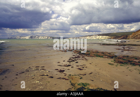 Compton und Freshwater Bay gesehen von Brook Bay Isle Of Wight England UK Stockfoto